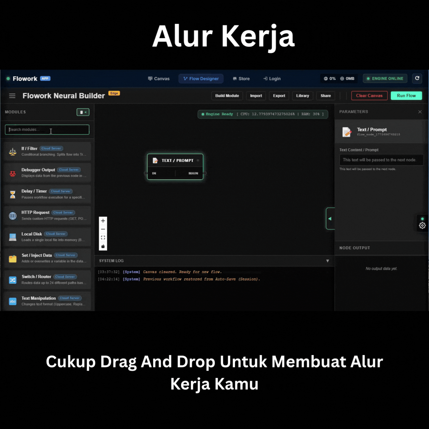 Demo Drag and Drop Workflow Flowork OS