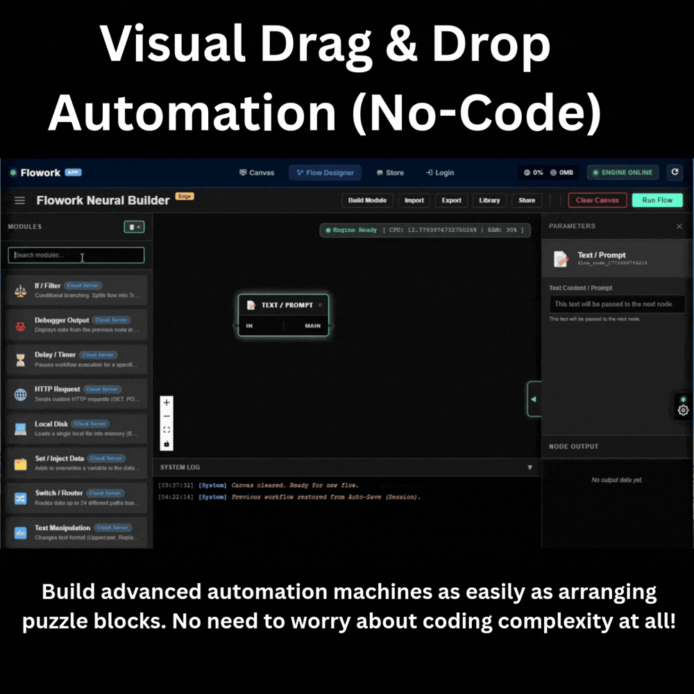 Demo Drag and Drop Workflow Flowork OS